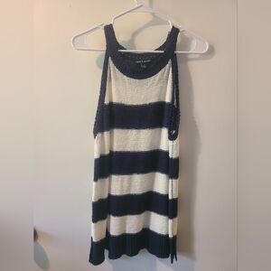 Cable & Gauge Navy and Cream Striped Sweater
